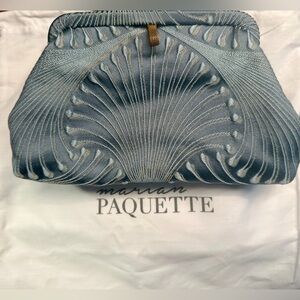Marian Paquette Liette Embroidered Silk Clutch – Rare, Handcrafted Statement Bag